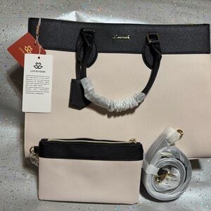 Black and Cream Work/School Tote or diaper bag Set